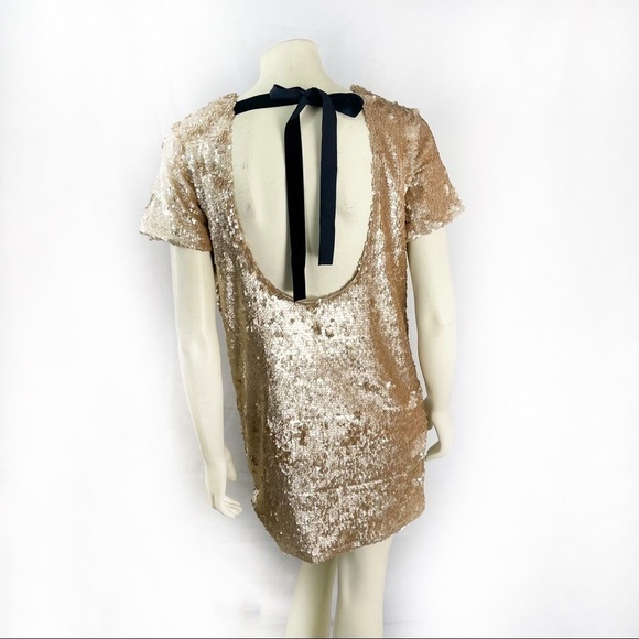 Fanco Gold Sequin Dress Short Sleeve size S - Picture 3 of 11